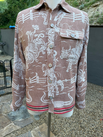 1930’s Cotton Mens Cowboy Woven Blanket Overshirt