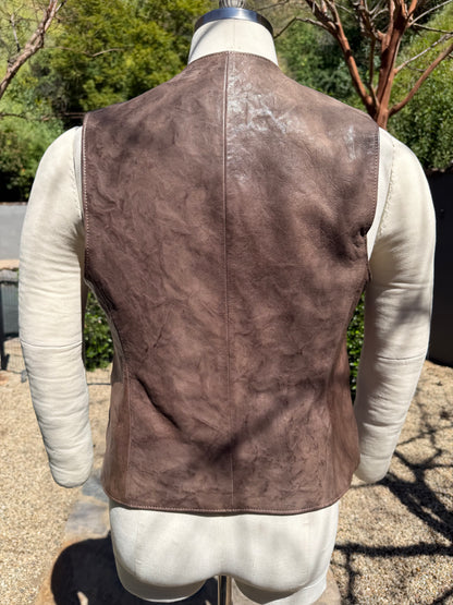 Brown Distressed Baby Calf Vest Medium
