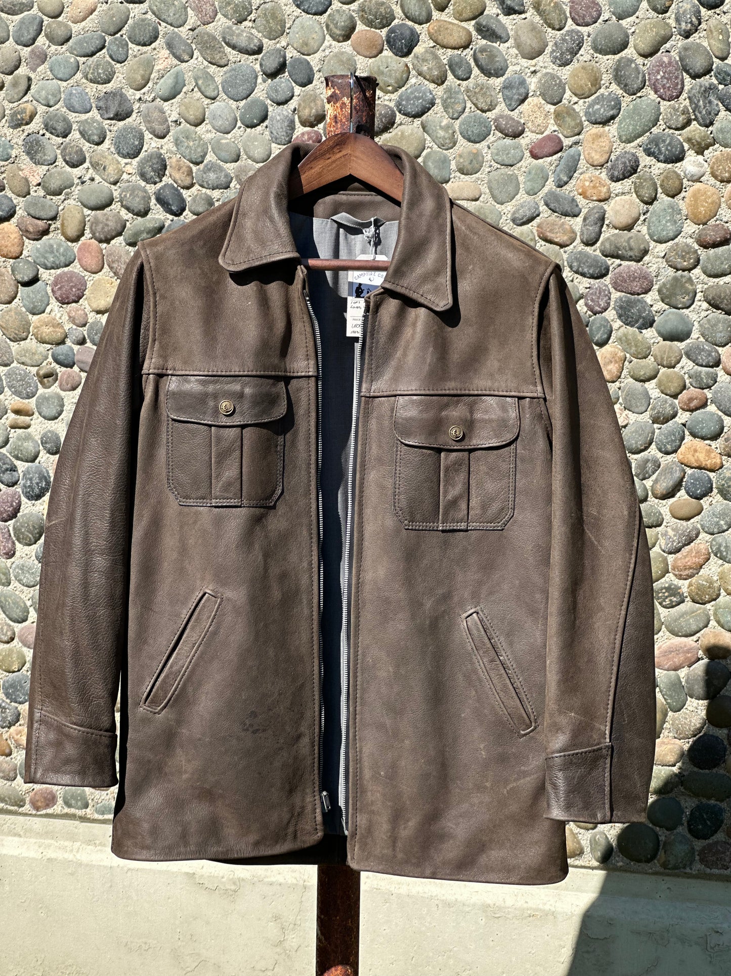 Charcoal Leather Ranch Coat