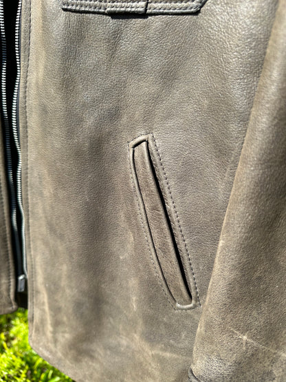 Charcoal Leather Ranch Coat