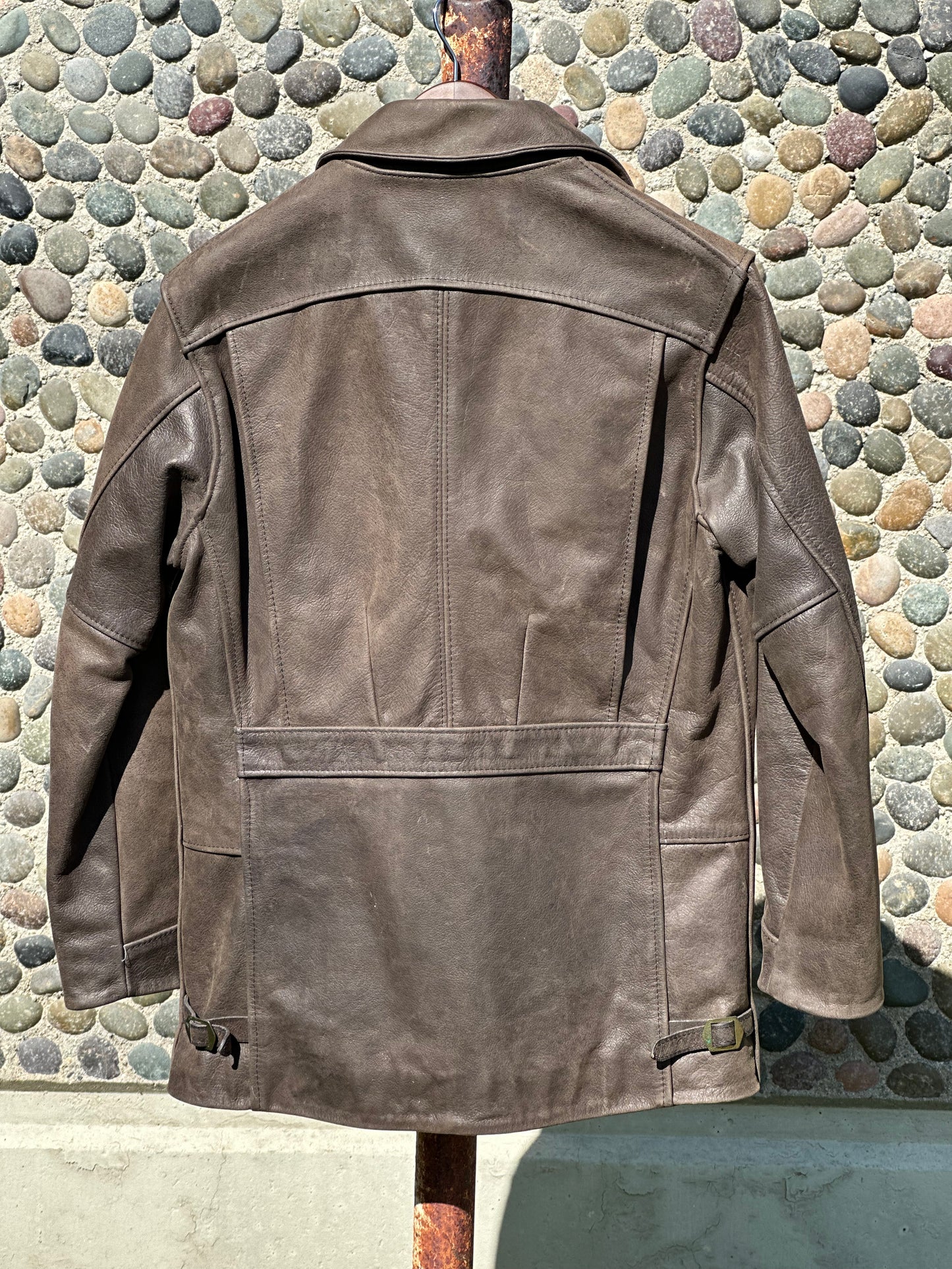 Charcoal Leather Ranch Coat