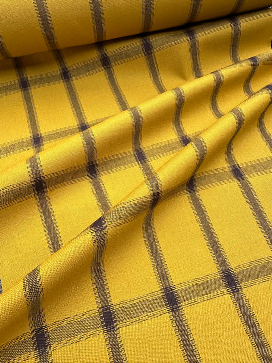 Japanese Kimino NOS 1940’s Yellow and Brown hand made Wool plaid