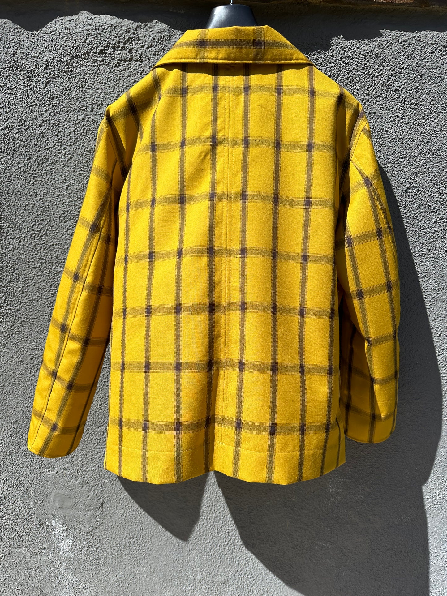 Japanese Kimono NOS 1940’s Yellow and Brown hand made Wool Plaid Jacket