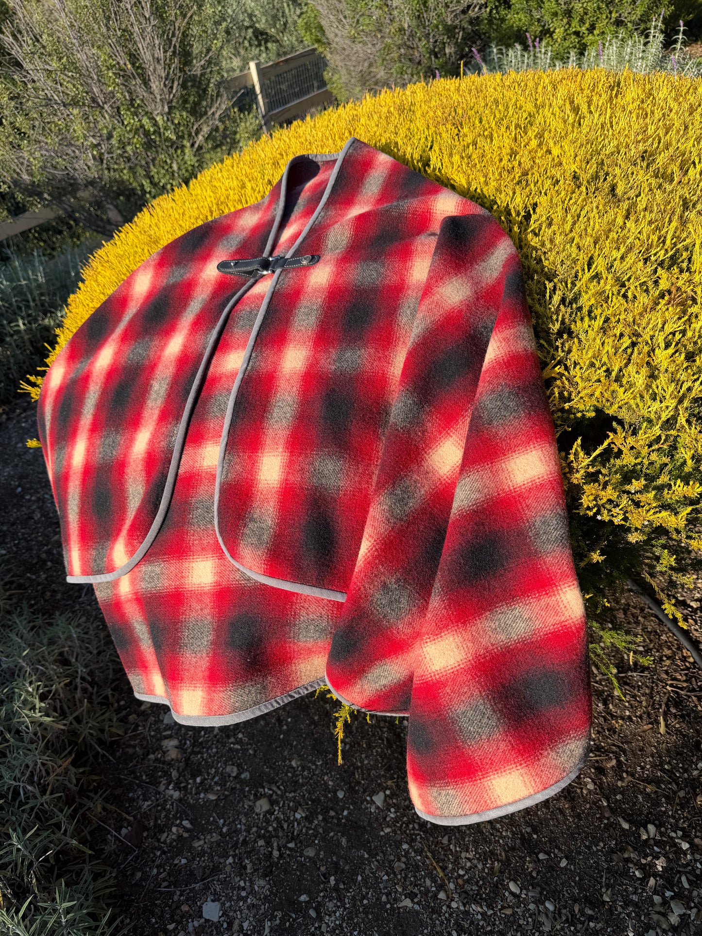 Japanese Checkered Wool Campfire Cloak
