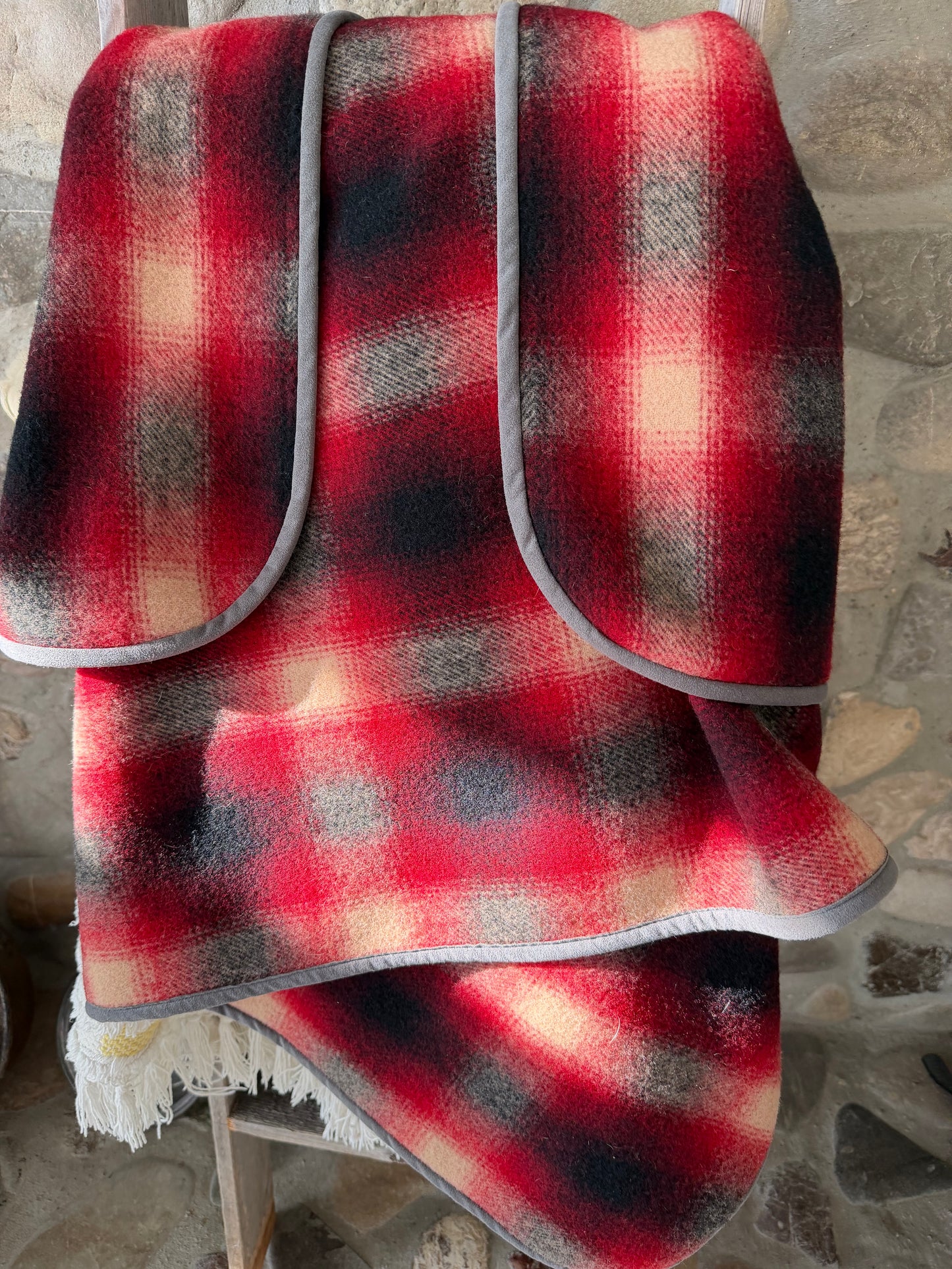 Japanese Checkered Wool Campfire Cloak