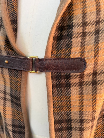Japanese Brown Plaid Wool Campfire Cloak