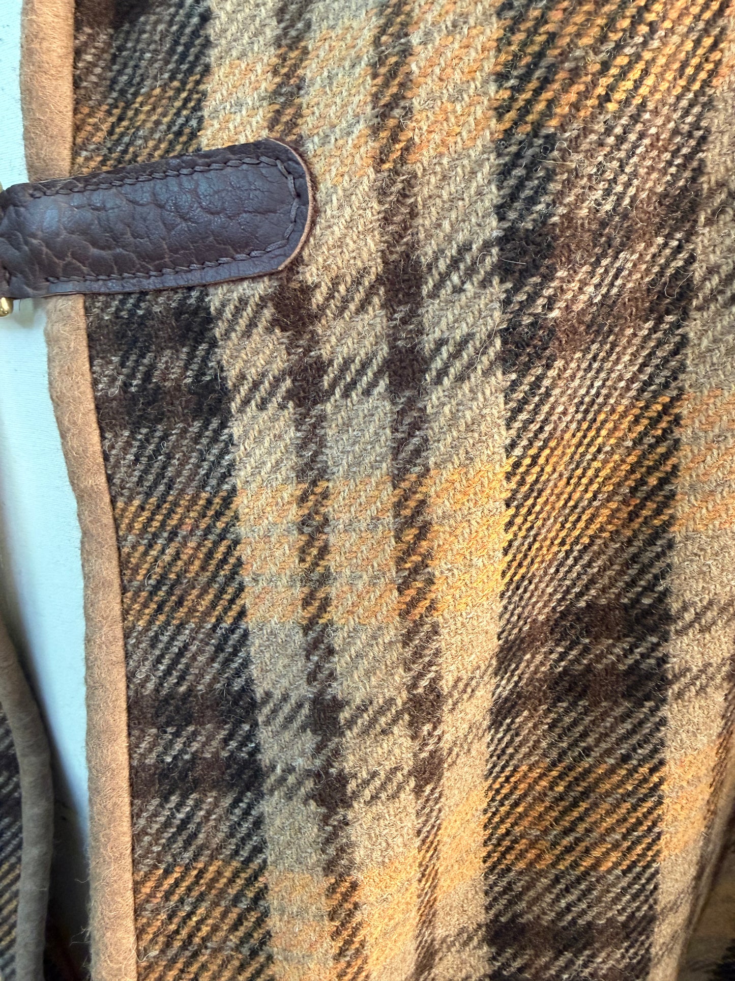Japanese Brown Plaid Wool Campfire Cloak