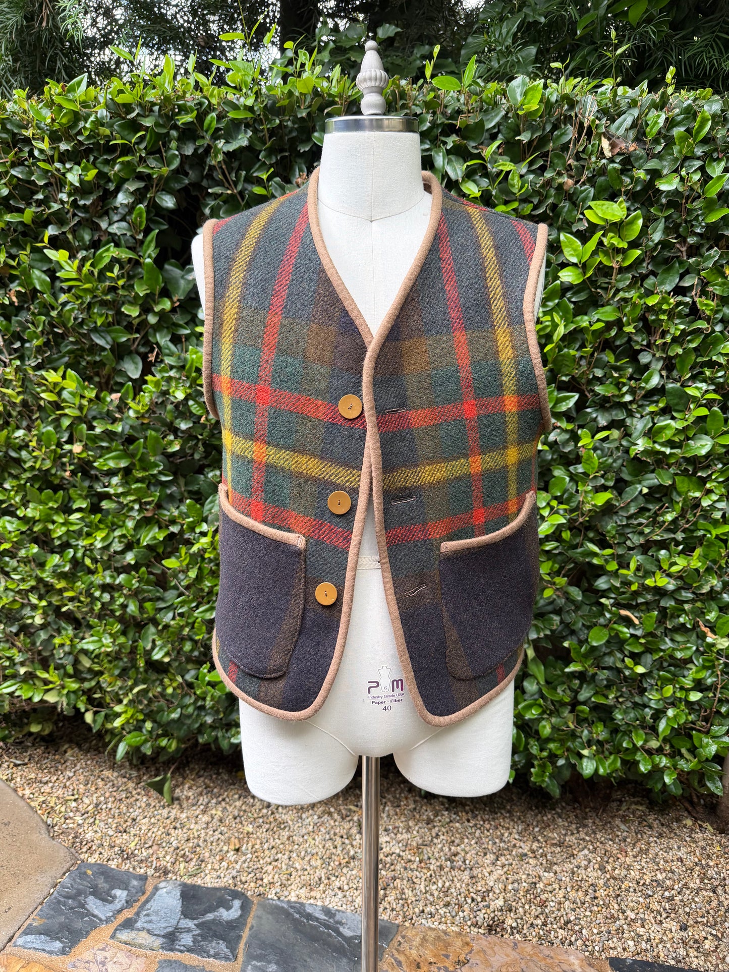 Campfire Vest 1920’s Jacobs Oregon City Mills Jacquard Woven Wool Medium