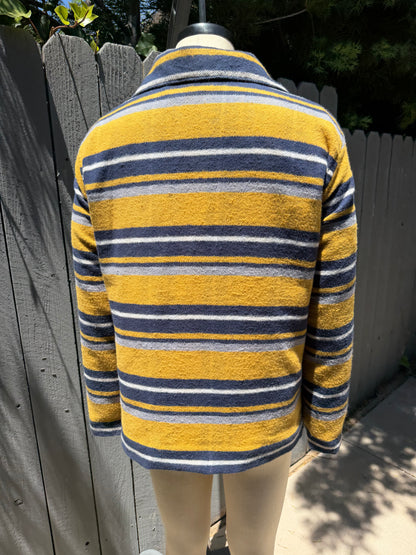 Japanese Brushed Cotton Campfire Coat Large Yellow White Blue Grey Plaid