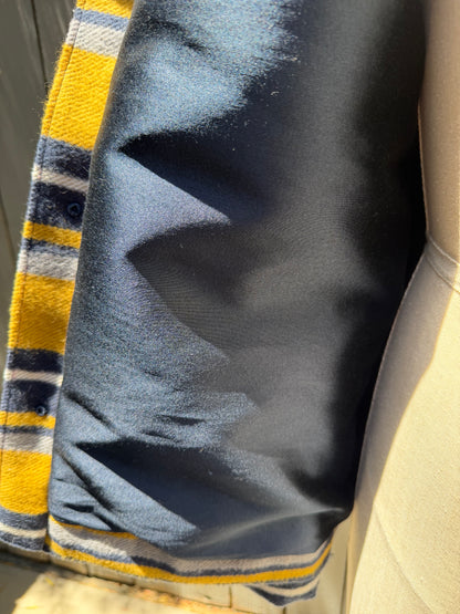 Japanese Brushed Cotton Campfire Coat Large Yellow White Blue Grey Plaid
