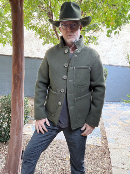 Olive Green Boucle Wool Campfire Coat Medium