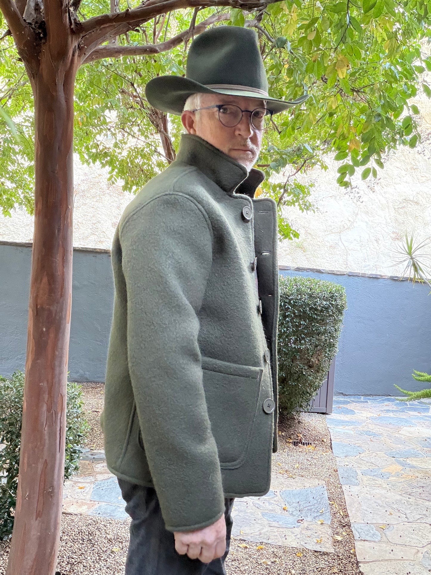 Olive Green Boucle Wool Campfire Coat Medium