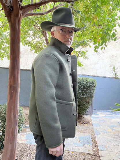Olive Green Boucle Wool Campfire Coat Medium