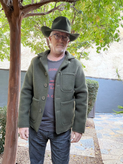 Olive Green Boucle Wool Campfire Coat Medium