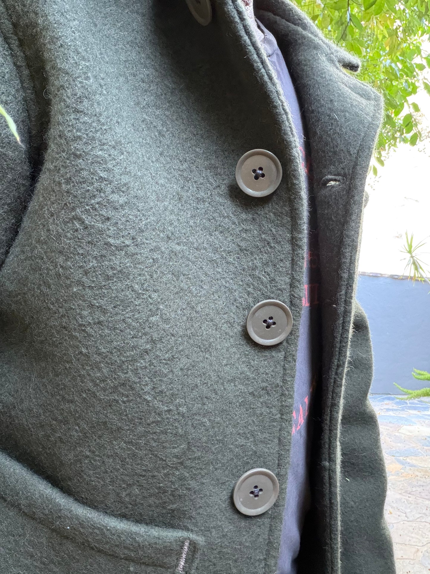 Olive Green Boucle Wool Campfire Coat Medium