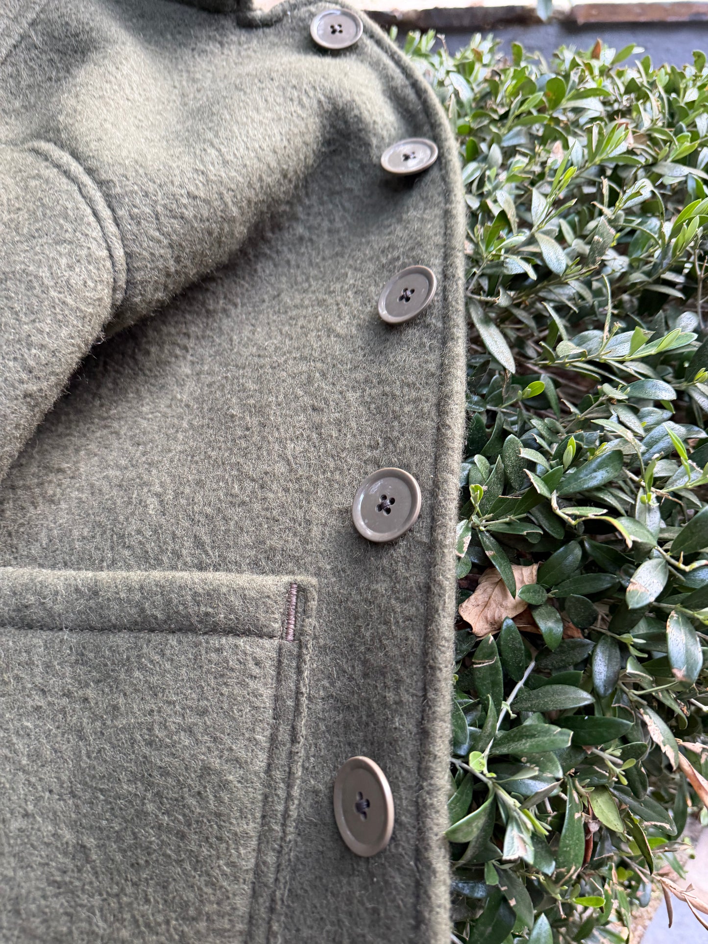 Olive Green Boucle Wool Campfire Coat Medium