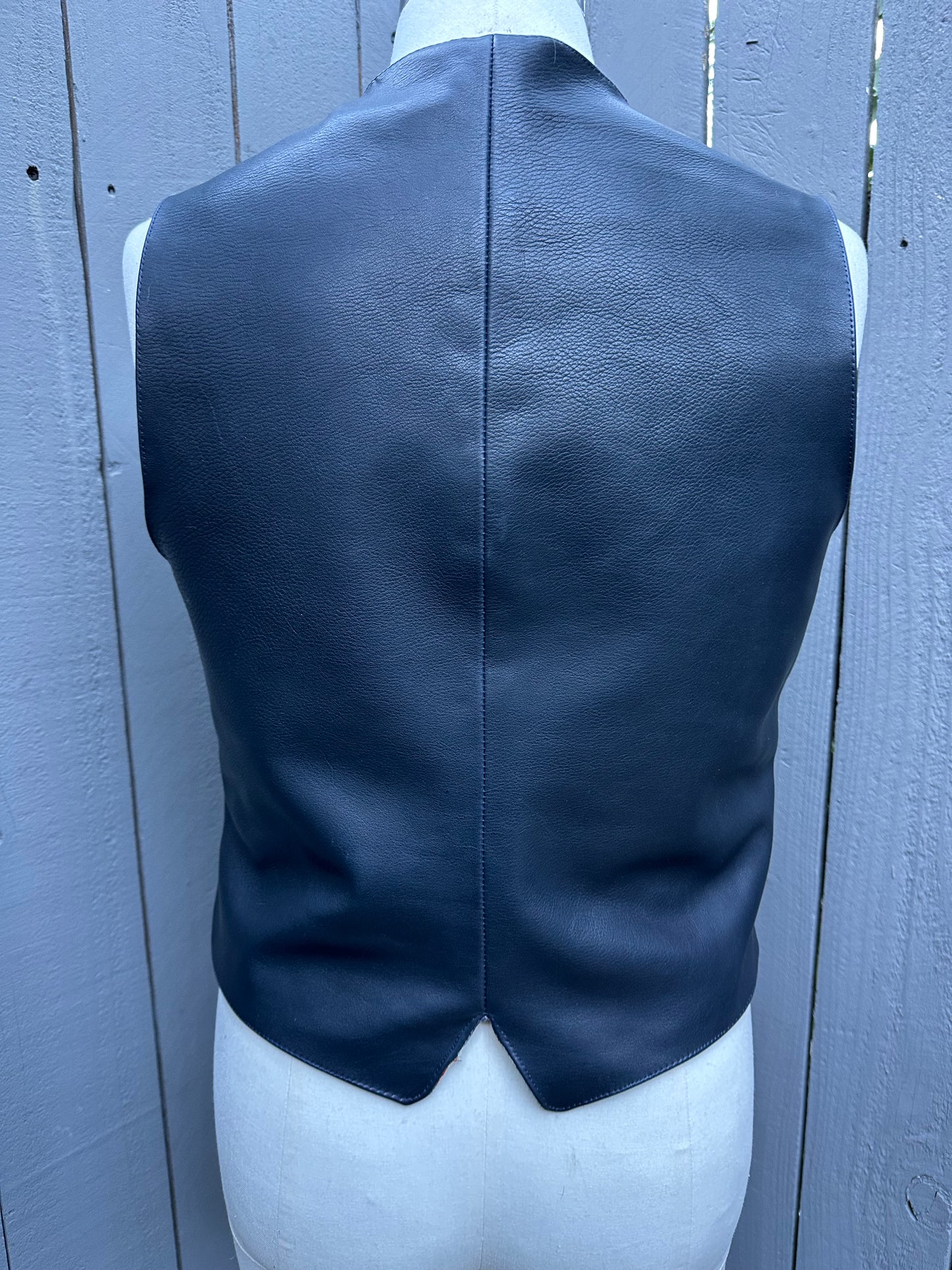 Indigo Blue French Leather Vest Medium