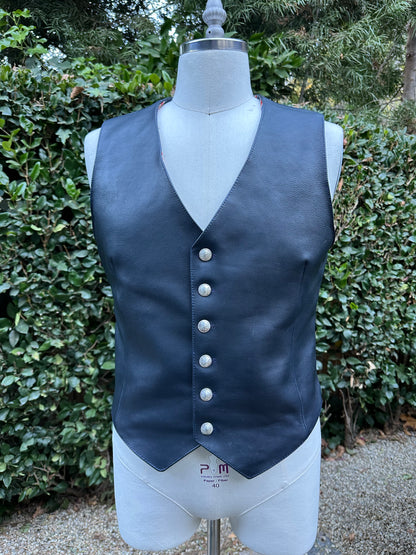 Indigo Blue French Leather Vest Medium