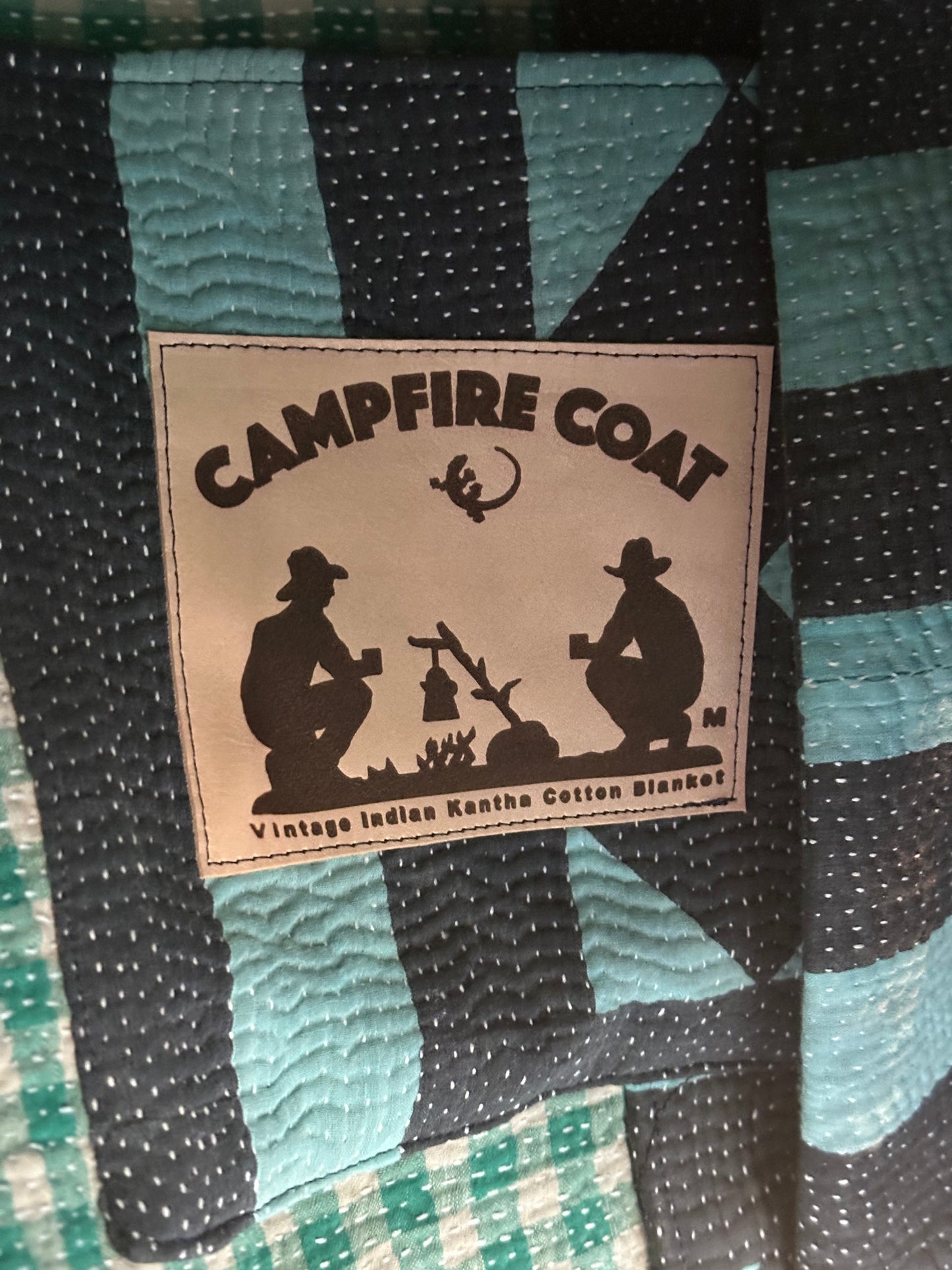 Vintage Indian Cotton Kantha Blanket Campfire Coat Medium