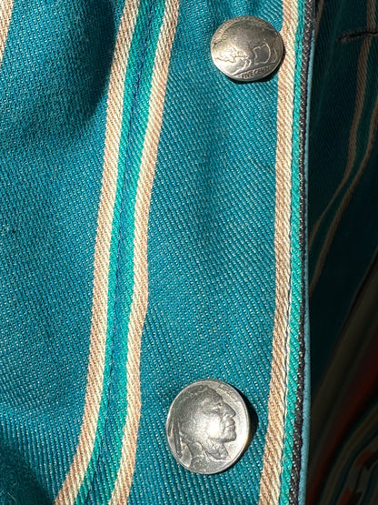 Blue Lambskin and Native Woven Cotton Jacket