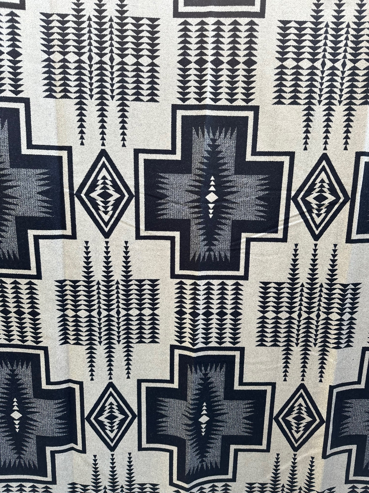 Pendleton Strip Pattern Black & Grey Pendleton® large geometric pattern – Campfire Coats