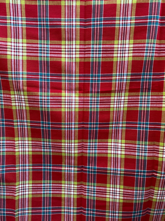 NOS Cotton Colorful Plaid From Spain