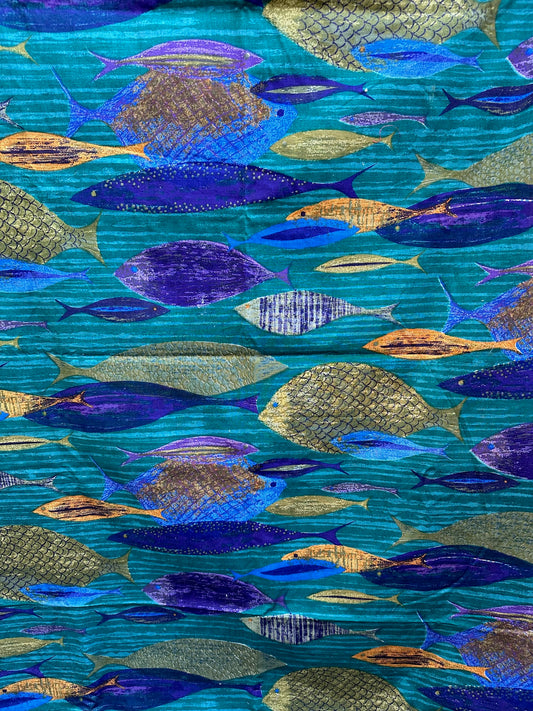 1950-60's Funky Fish barkcloth