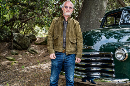 Olive Green Italian Suede Highboy Coat