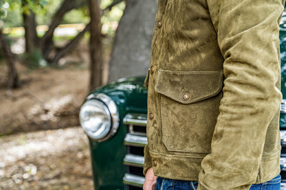 Olive Green Italian Suede Highboy Coat