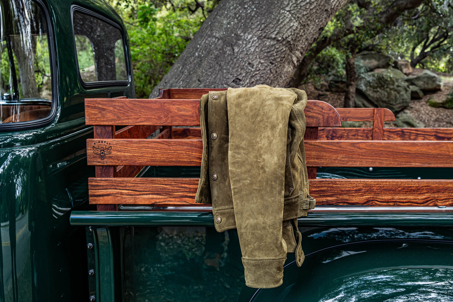 Olive Green Italian Suede Highboy Coat