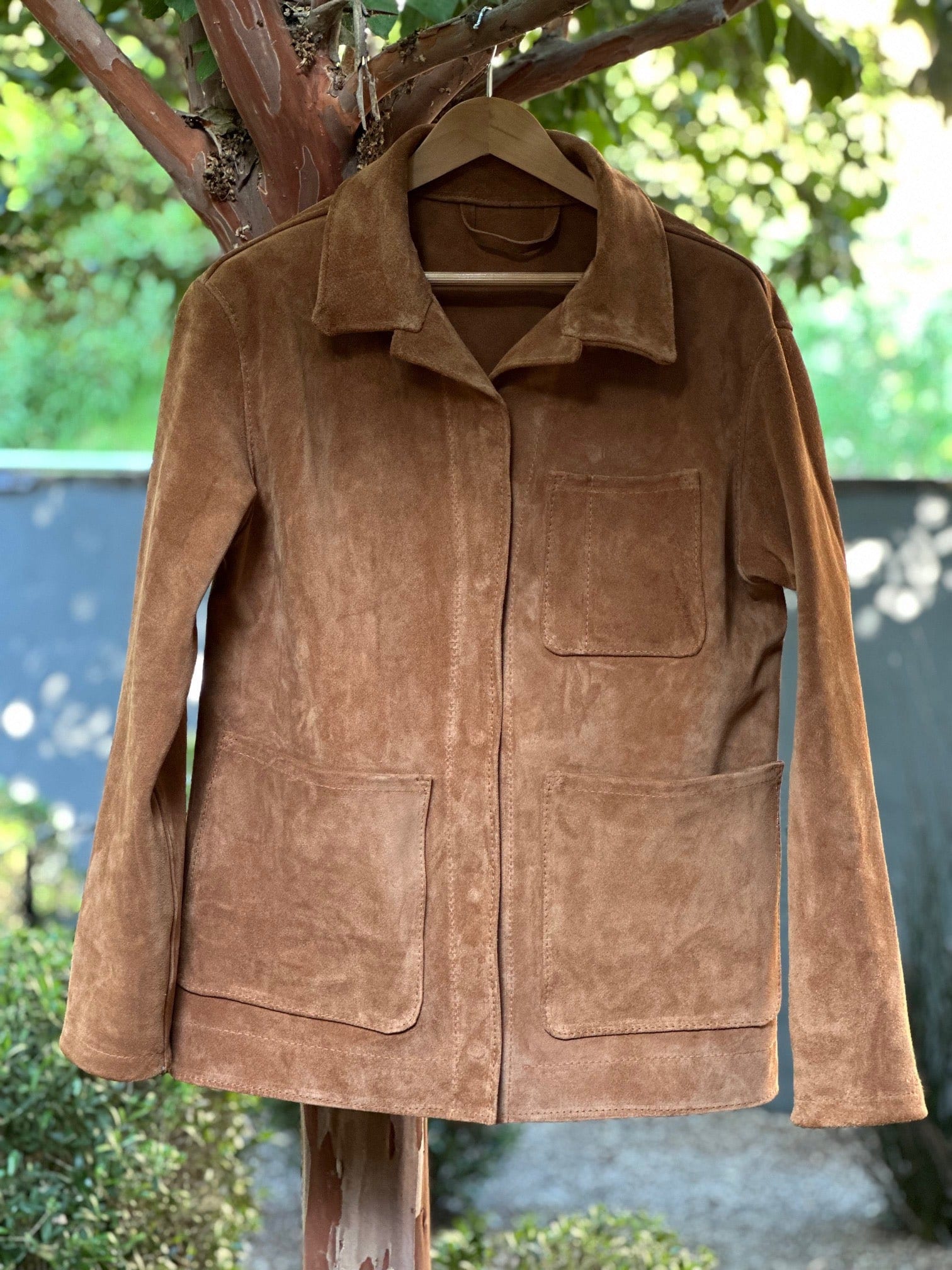 Italian Natural Tone Suede Campfire Coat