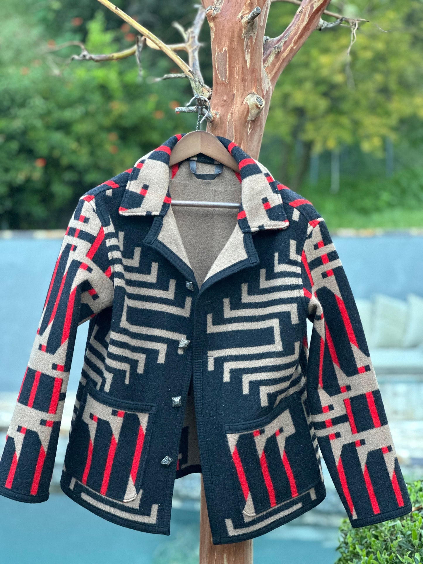 Campfire Coat Black Tan Red Wool Pendleton® Washington Centennial