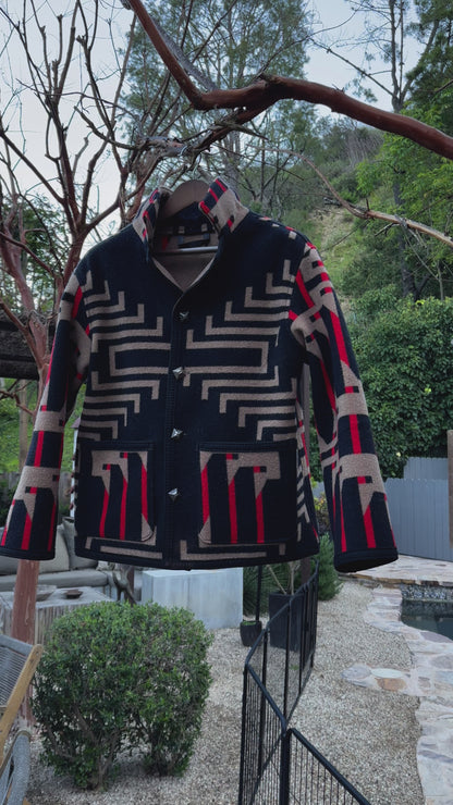 Campfire Coat Black Tan Red Wool Pendleton® Washington Centennial