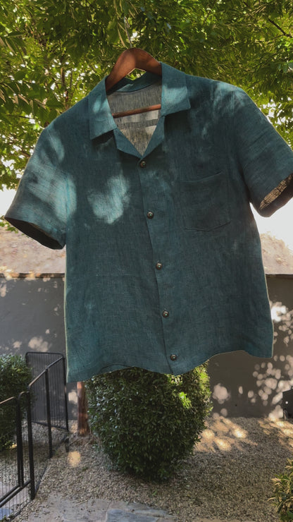 Japanese hand loomed silk and cotton short sleeve shirt
