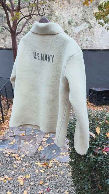 WWII Wool US Navy Blanket Campfire Coat Large